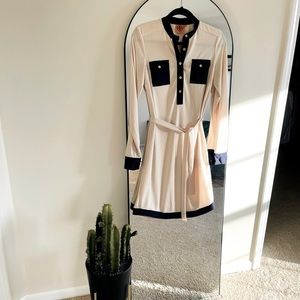 🌻 Tori Burch SUZETTE DRESS Cream & Navy Wrap Dress - Size Small